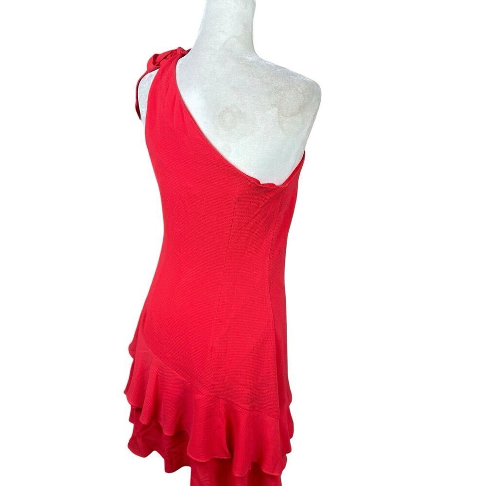 BCBG Dress Womens Size 4‎ Orange Teired Ruffle Asymmetrical Cocktail Mini New - Picture 5 of 15